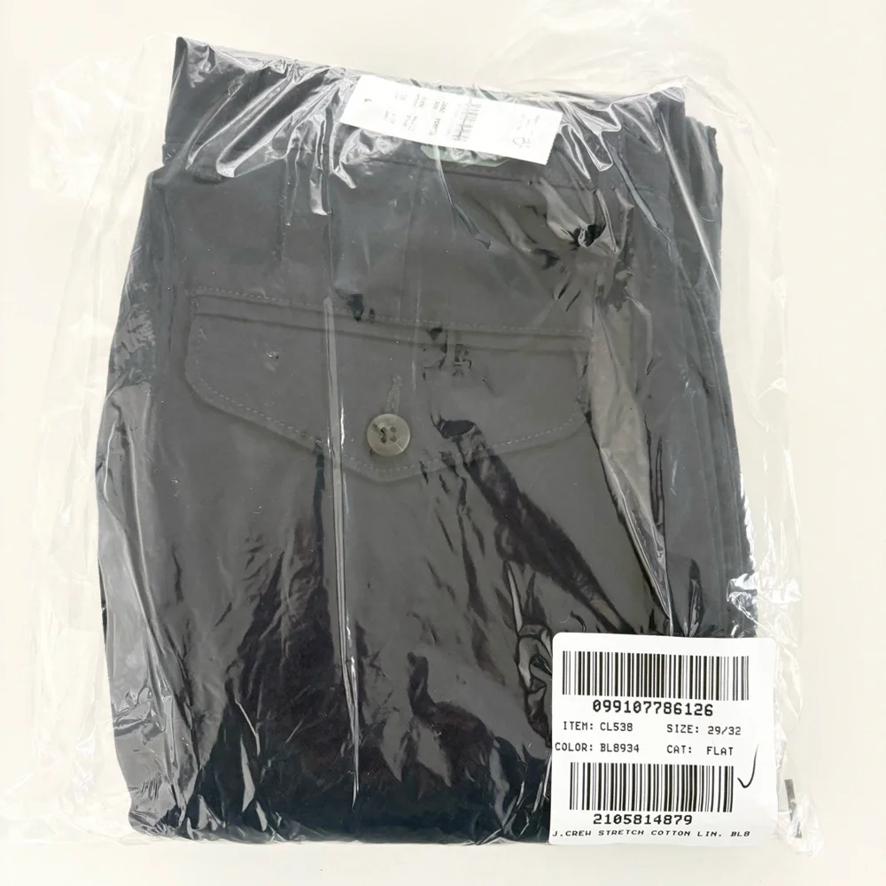 NWT J. Crew Straight-fit Creased Stretch Cotton-blend Twill Trouser Navy Blue